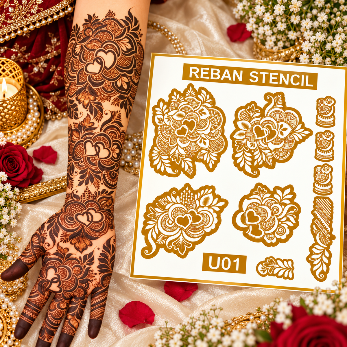 SET U - Professional Bridal Mehndi Stencil Collection