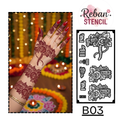 Professional Long Mehndi Stencil – Continuous Hand Art Pattern REBANSTENCIL B03