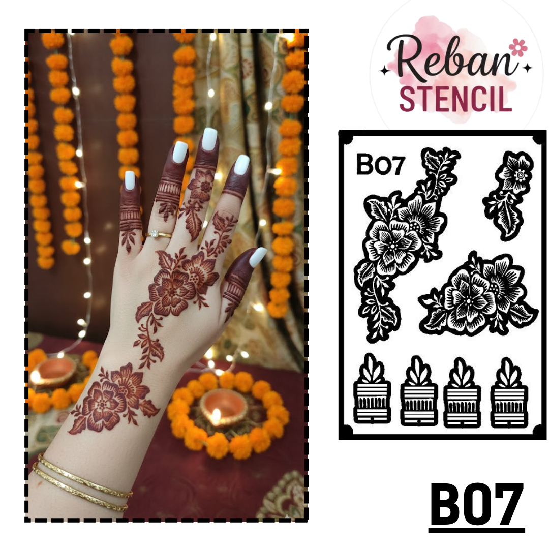 Premium Mehndi Stencil for Hand REBANSTENCIL B07