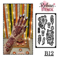 Festive Long Mehndi Stencil – Detailed Traditional Flow Design  REBANSTENCIL B12