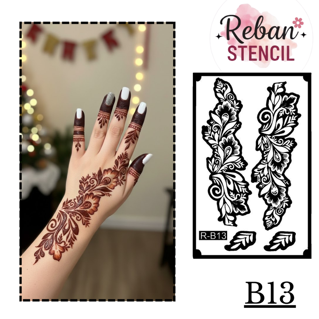 Premium Mehndi Stencil for Hands REBANSTENCIL B13