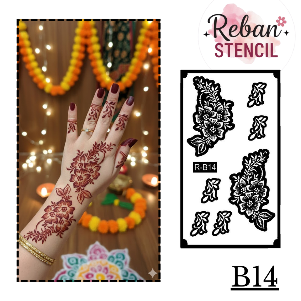 Premium Mehndi Stencil for Hands REBANSTENCIL B14