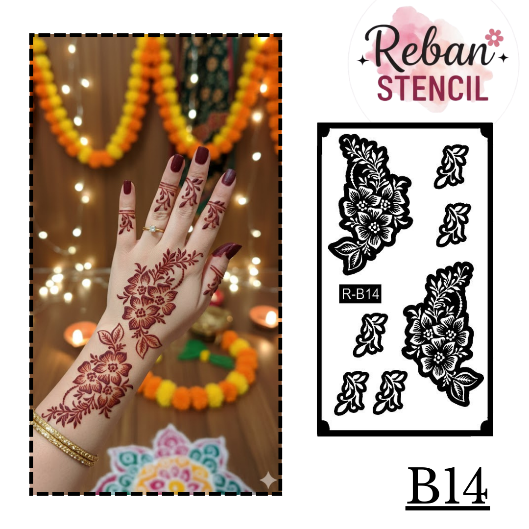 Premium Mehndi Stencil for Hands REBANSTENCIL B14