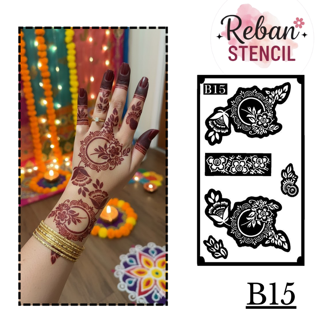 Mehndi Stencil – Easy-to-Use for Perfect Designs REBANSTENCIL B15