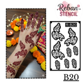 Festive Long Mehndi Stencil – Detailed Traditional Flow Design REBANSTENCIL B20