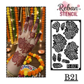 Festive Long Mehndi Stencil – Detailed Traditional Flow Design REBANSTENCIL B21