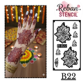 Arabic Style Long Mehndi Stencil – Bold Flowing Pattern REBANSTENCIL B22