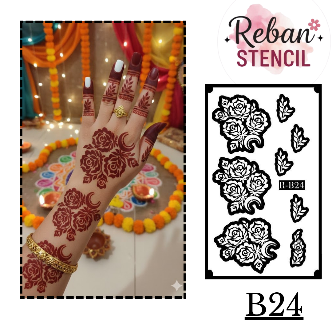Grand Occasion Long Mehndi Stencil – Wedding Special Pattern REBANSTENCIL B24