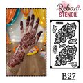Indo-Arabic Long Mehndi Stencil – Modern Fusion Hand Pattern REBANSTENCIL B27