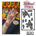 Professional Long Mehndi Stencil – Continuous Hand Art Pattern REBANSTENCIL B30