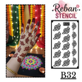 Regal Long Mehndi Stencil – Premium Hand Coverage Pattern REBANSTENCIL B32