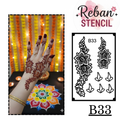 Classic Long Mehndi Stencil – Traditional Flowing Layout REBANSTENCIL B33