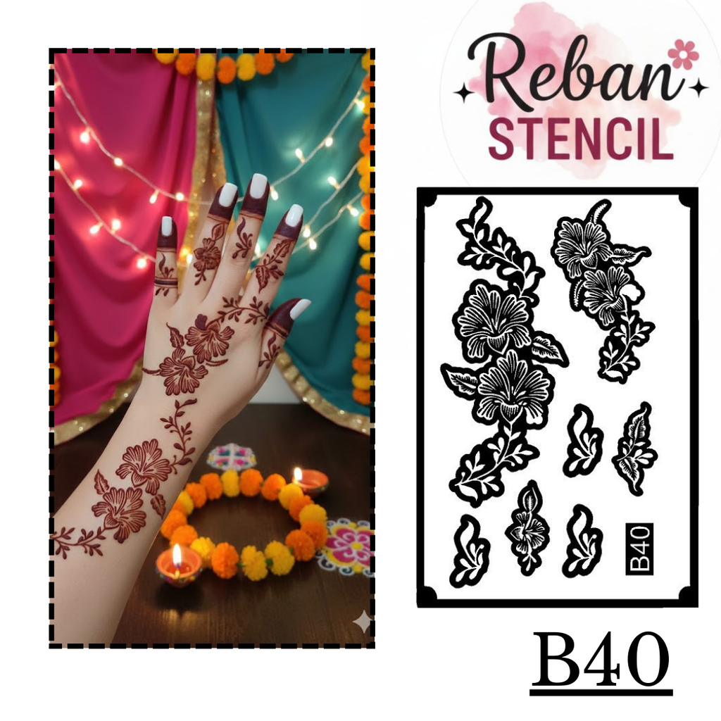 Mehndi Stencil – Easy-to-Use for Perfect Designs REBANSTENCIL B40