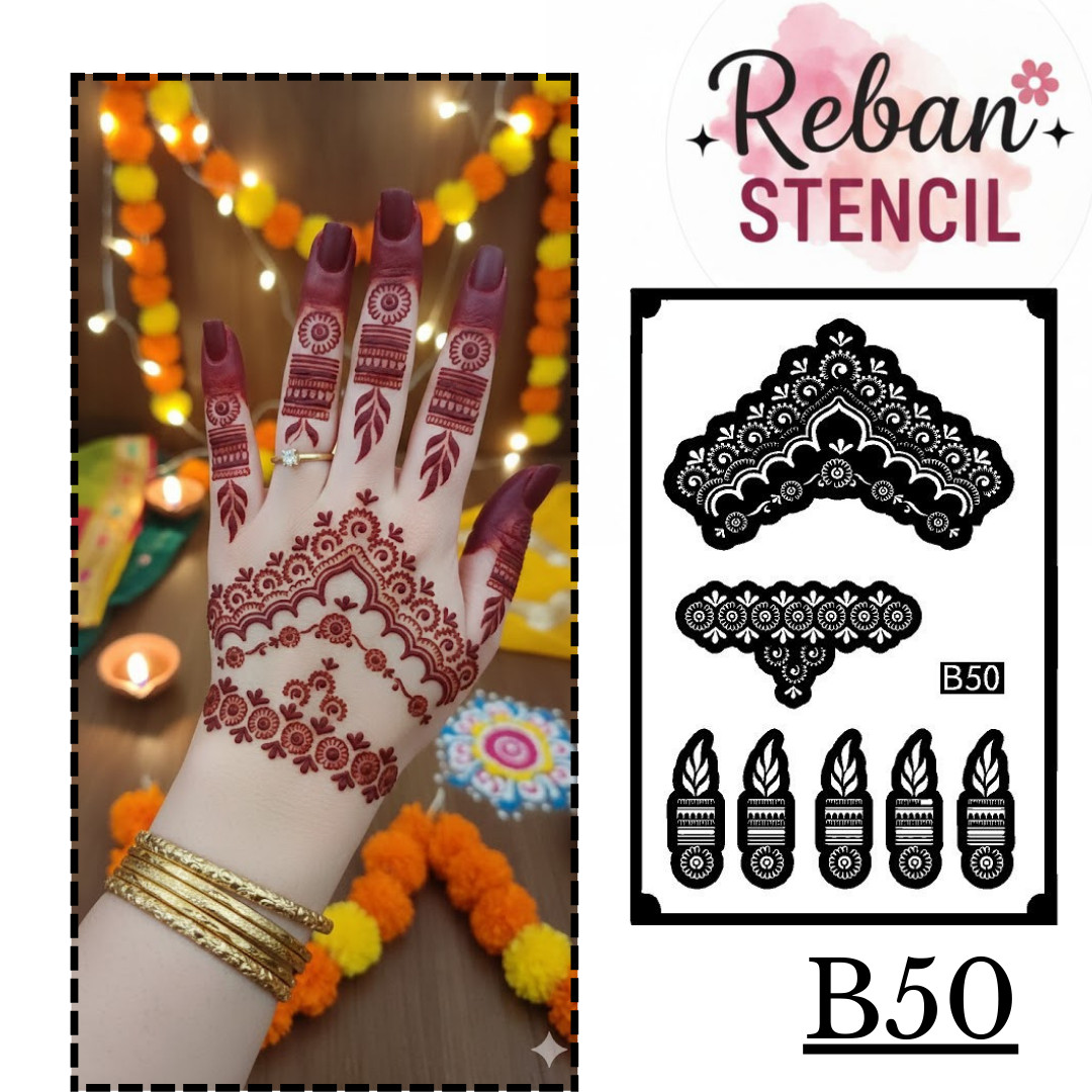 Premium Mehndi Stencils REBANSTENCIL B50