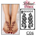 Decorative Foot Mehndi Stencil for Elegant Leg Art Design REBANSTENCIL C04