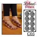 Artistic Leg Mehndi Stencil for Instant Foot Design Creation REBANSTENCIL C05