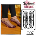 Stylish Leg Mehndi Stencil for Modern Foot Pattern Designs REBANSTENCIL C07