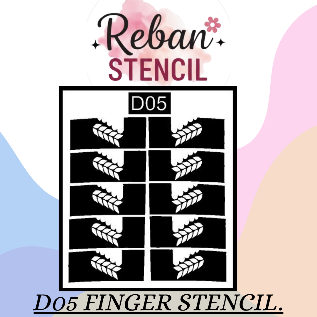 Designer Finger Mehndi Stencil for Minimalist Hand Art. REBAN STENCIL D05