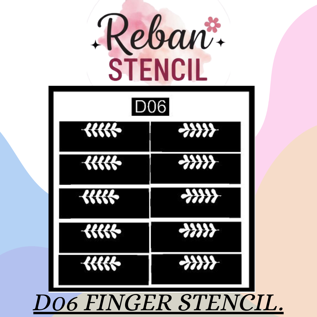 Professional Finger Mehndi Stencil for Clean & Precise Designs REBAN STENCIL D06