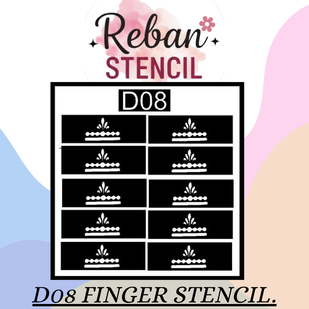 Artistic Finger Mehndi Stencil for Traditional & Modern Styles REBAN STENCIL D08