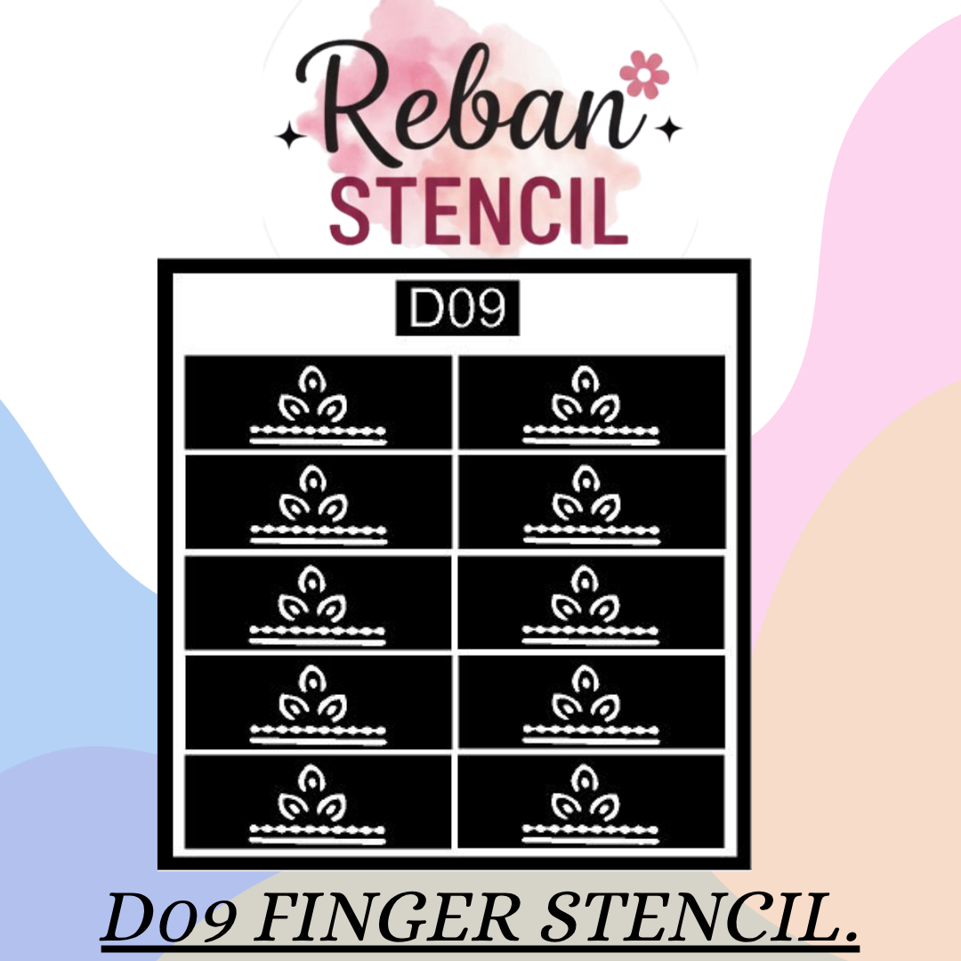 Detailed Finger Mehndi Design Stencil for Beginners & Experts REBAN STENCIL D09
