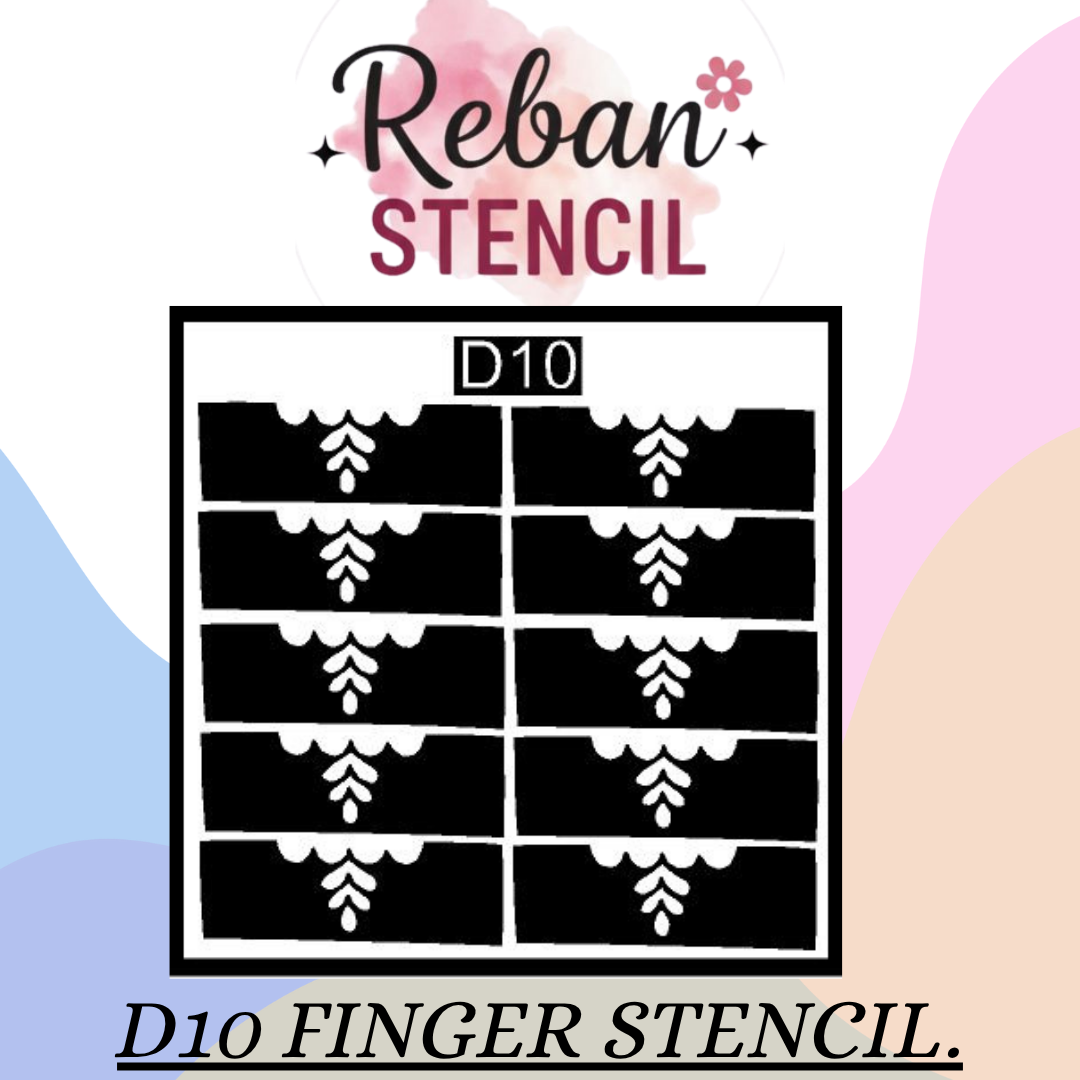 Detailed Finger Mehndi Design Stencil for Beginners & Experts REBANSTENCIL D10