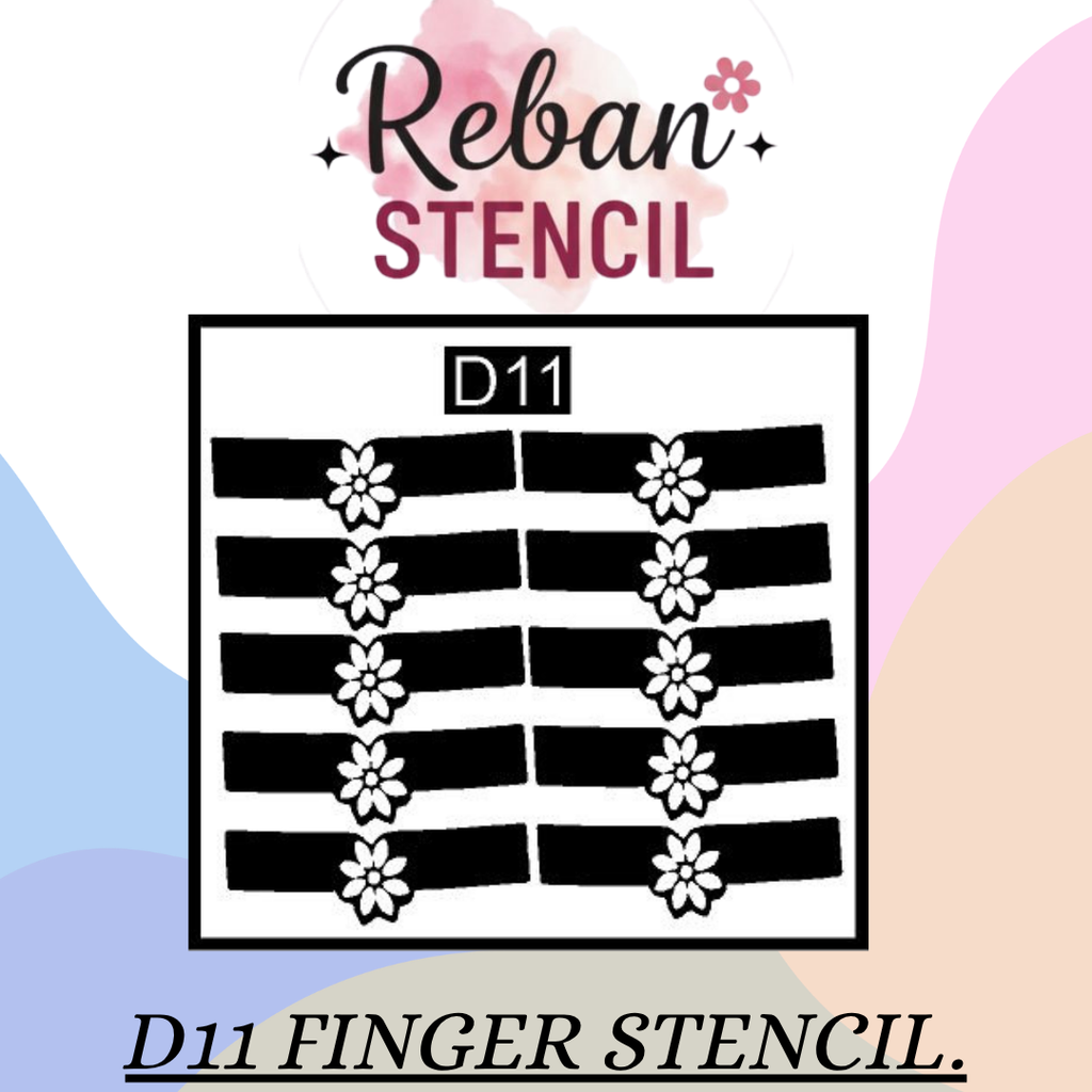 Modern Finger Art Mehndi Stencil for Stylish Occasion REBAN STENCIL D11