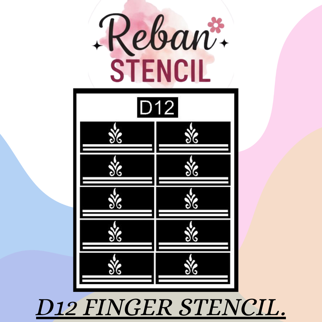Intricate Finger Pattern Stencil for Fine Mehndi Designs REBAN STENCIL D12