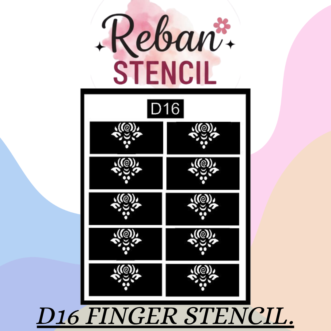 Easy-to-Use Finger Mehndi Stencil for Perfect Detailing REBAN STENCIL D16
