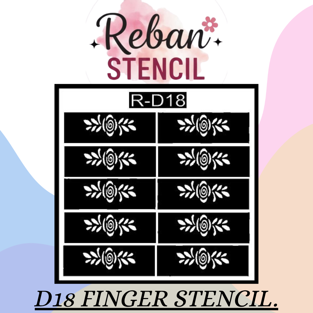 Contemporary Finger Mehndi Stencil for Unique Hand Art REBAN STENCIL D17