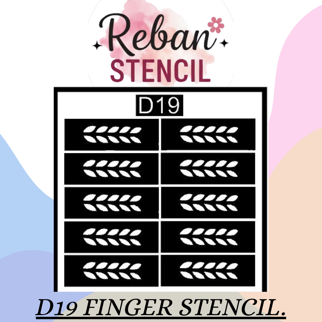 Fine Line Finger Mehndi Stencil for Elegant Detailing REBAN STENCIL D19