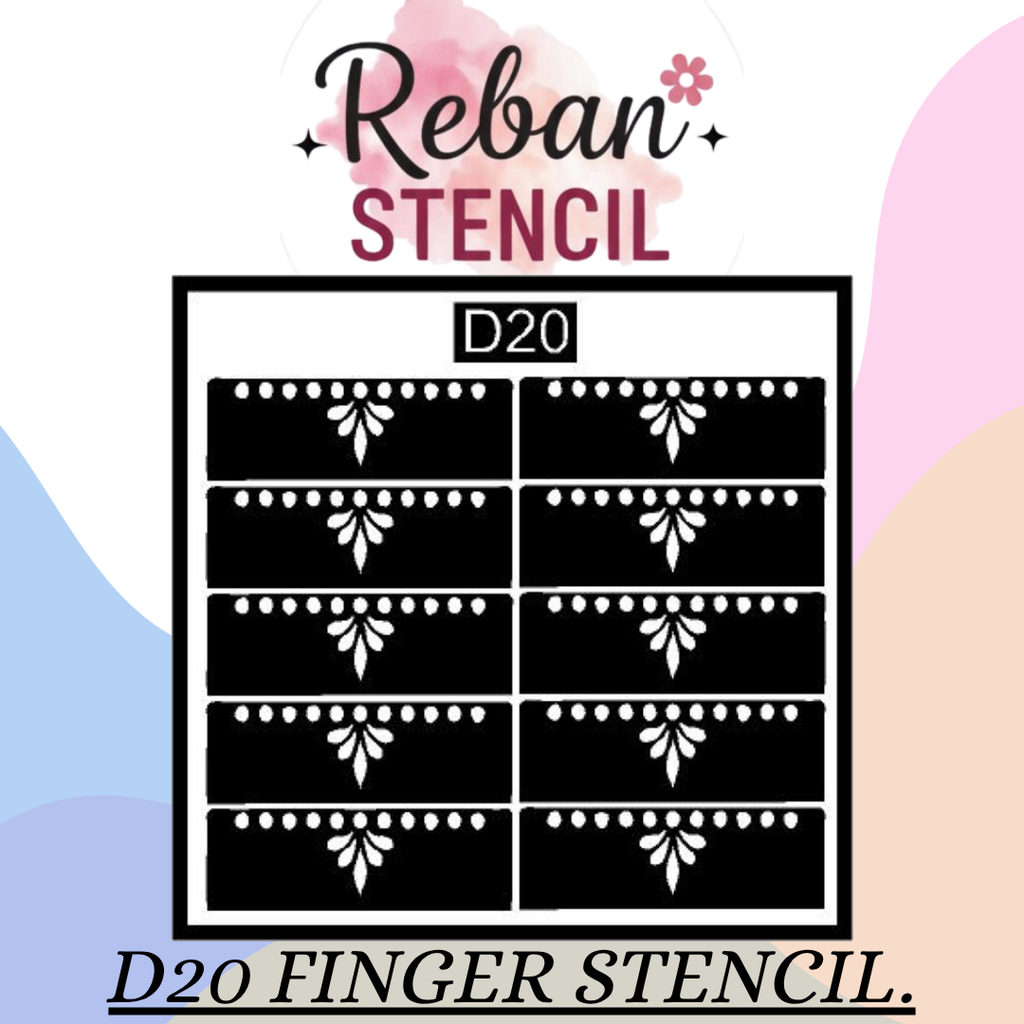 Creative Finger Mehndi Design Stencil for Instant Styling REBAN STENCIL D20