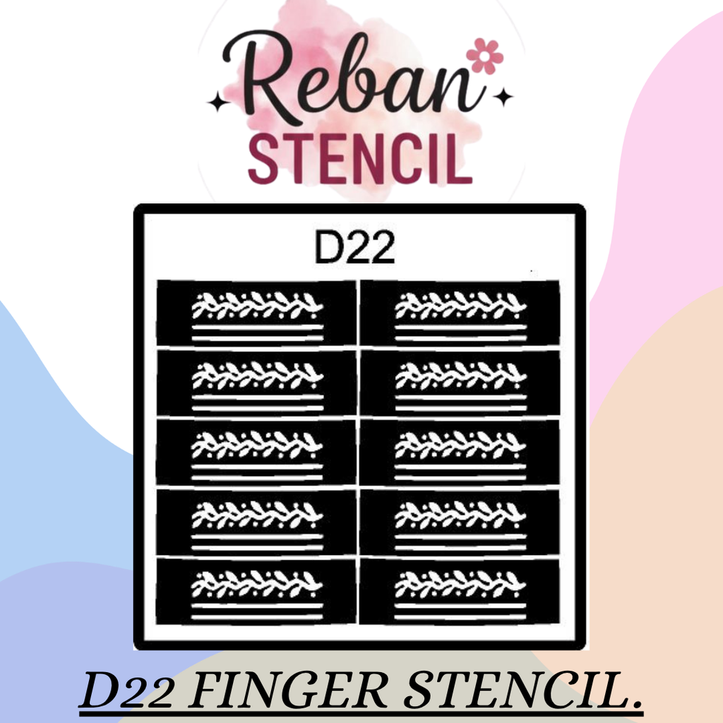 Elegant Finger Art Stencil for Quick Mehndi Application REBAN STENCIL D22