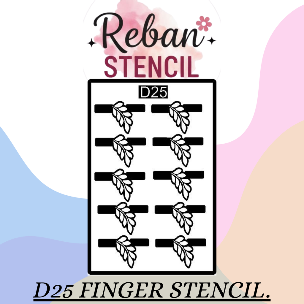 Minimalist Finger Mehndi Stencil for Modern Hand Styling REBAN STENCIL D25