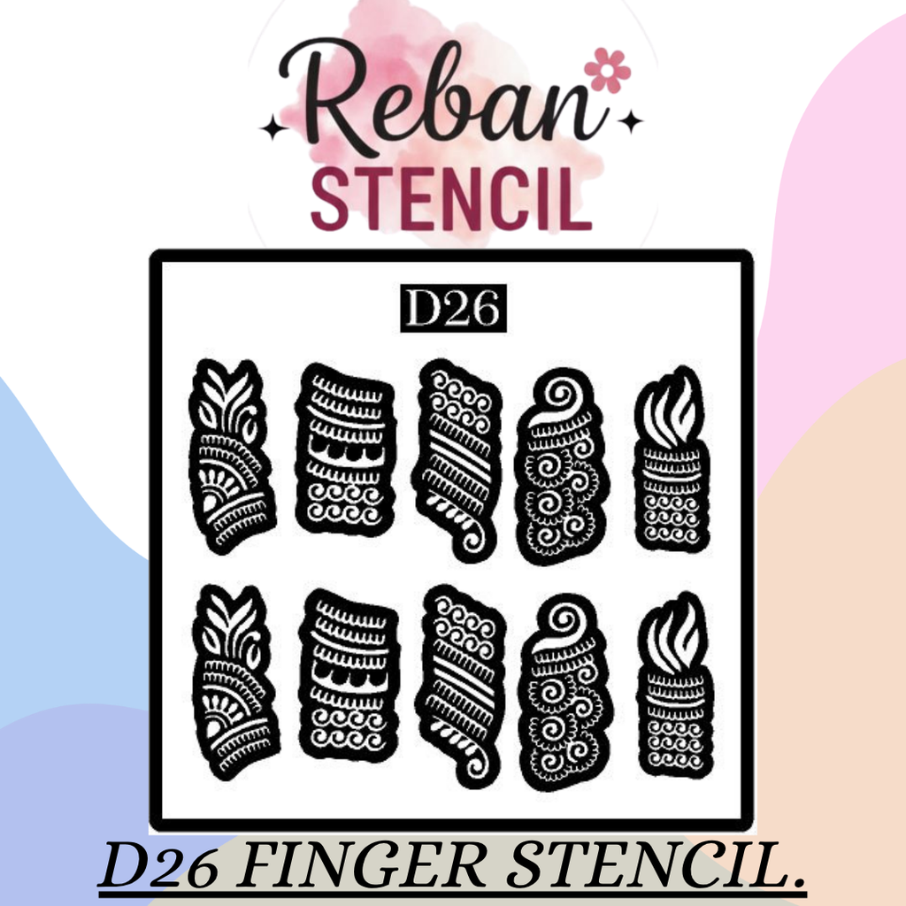 Advanced Finger Mehndi Stencil for Clean & Symmetrical Designs REBAN STENCIL D26