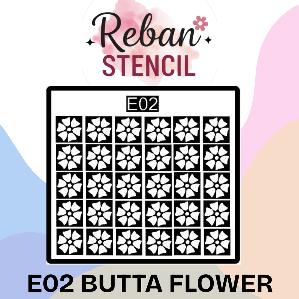 Premium Butta Flower Pattern Stencil for Quick Mehndi Application REBAN STENCIL E02