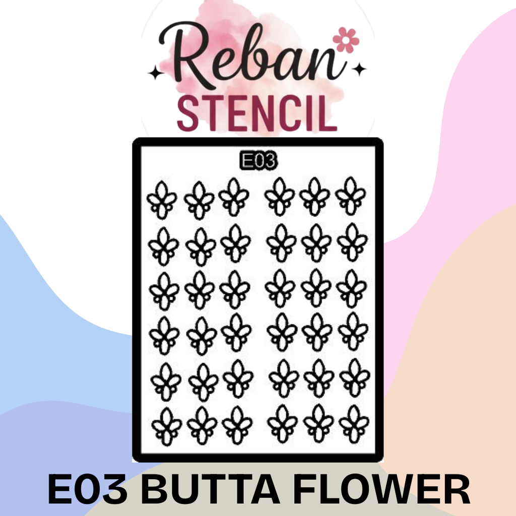 Traditional Butta Flower Mehndi Stencil for Fine Detailing REBAN STENCIL E03
