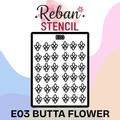 Traditional Butta Flower Mehndi Stencil for Fine Detailing REBAN STENCIL E03