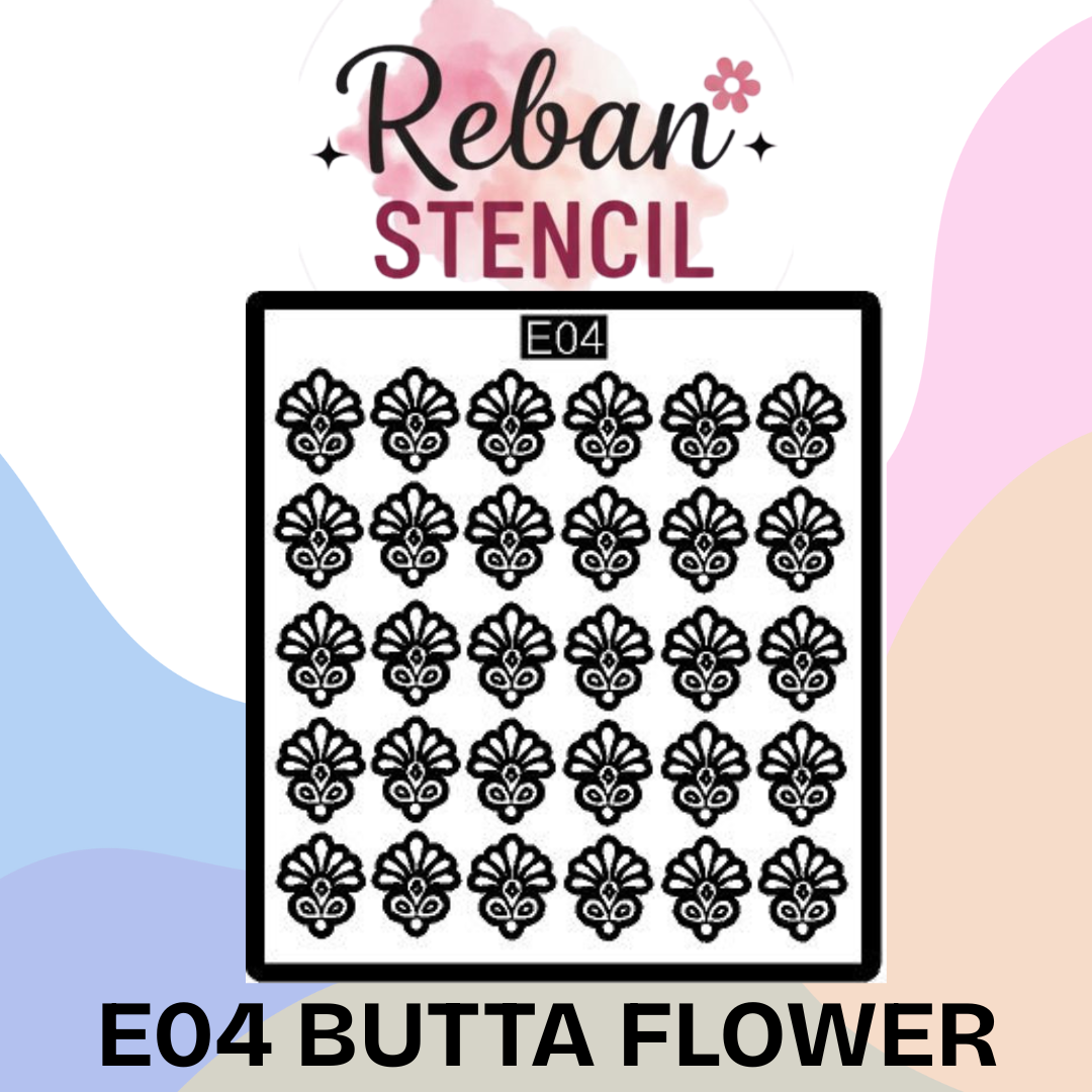 Premium Butta Flower Pattern Stencil for Quick Mehndi Application REBAN STENCIL E04
