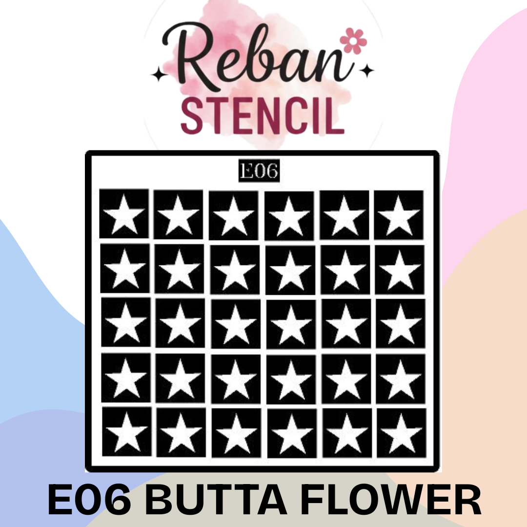Multipattern Butta Flower Mehndi Stencil for Instant Styling REBAN STENCIL E06