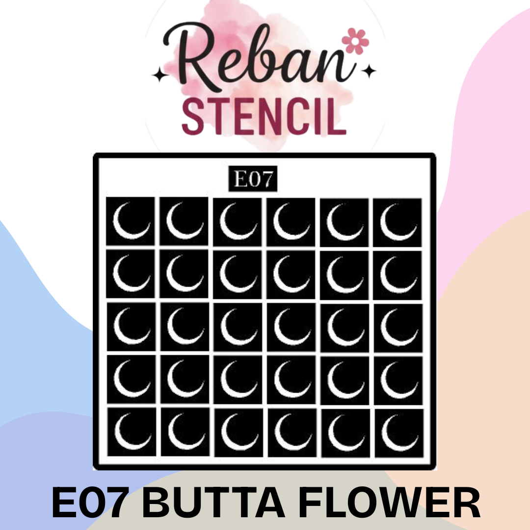 Professional Butta Flower Mehndi Stencil for Clean & Repetitive Designs REBAN STENCIL E07