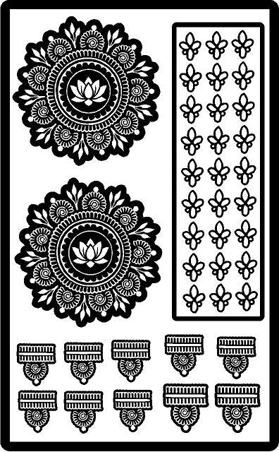 F01 Semi Leg Mehndi Stencil Design | Easy & Instant Mehndi – Reban Stencil