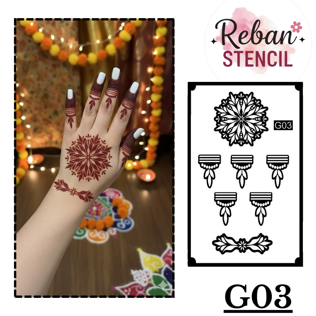 Intricate Mandala Wrist Mehndi Stencil for Professional Body Art