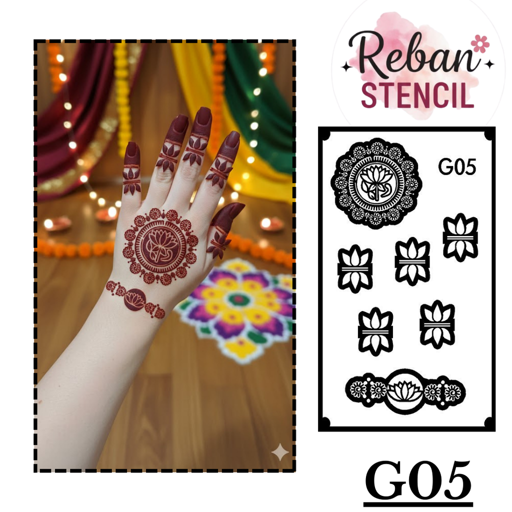 Fine Detail Mandala Bracelet Mehndi Stencil for Clean Impressions REBANSTENCIL G05