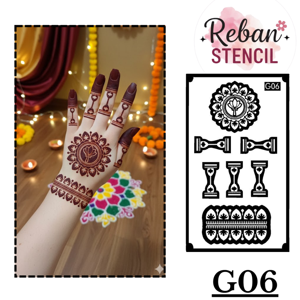 Stylish Mandala Bracelet Mehndi Stencil for Quick and Easy Designs REBANSTENCIL G06