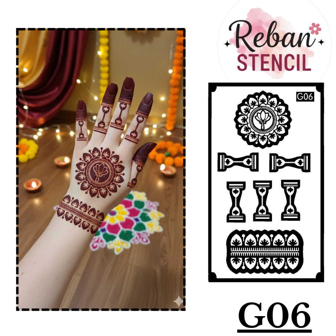 Stylish Mandala Bracelet Mehndi Stencil for Quick and Easy Designs REBANSTENCIL G06