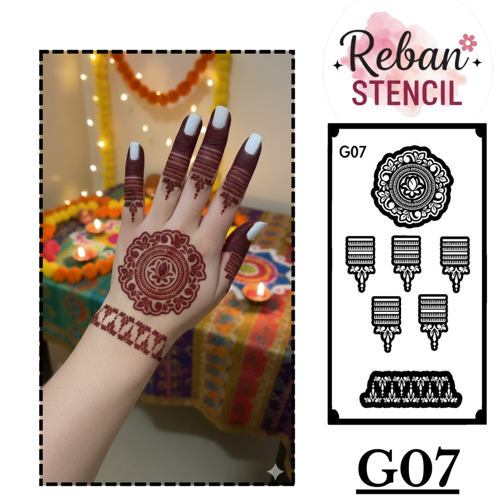Elegant Mandala Wrist Mehndi Stencil for Festive and Bridal Looks REBAN STENCIL G07