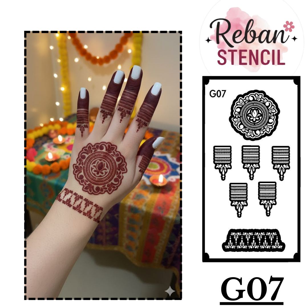 Elegant Mandala Wrist Mehndi Stencil for Festive and Bridal Looks REBAN STENCIL G07