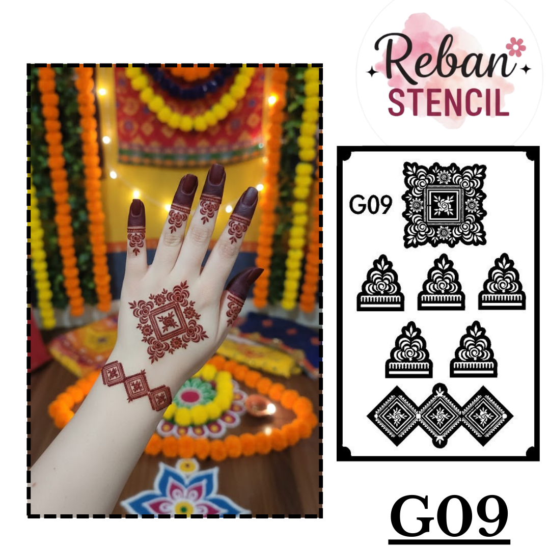 Modern Mandala Wrist Mehndi Stencil for Trendy Hand Styling REBANSTENCIL G09