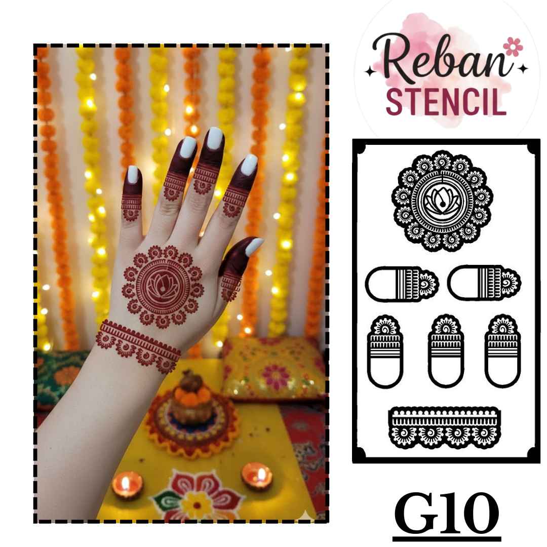Stylish Mandala Bracelet Mehndi Stencil for Quick and Easy Designs REBAN STENCIL G10